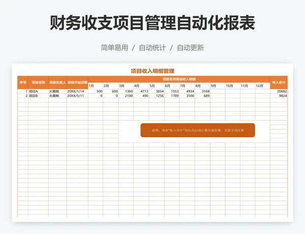 财务收支项目管理自动化报表