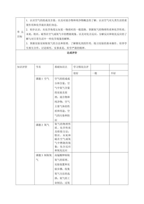 【大单元整体教学设计】人教版初中化学九年级上册 第二单元我们周围的空气 课题1 空气