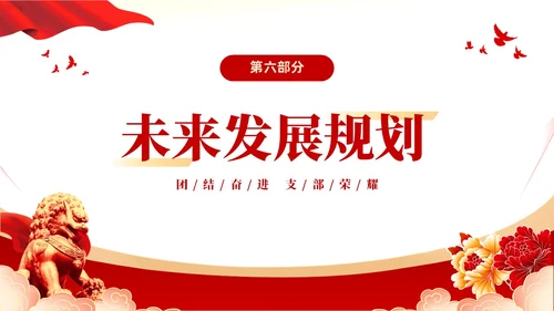 红色大气党建党课党支部书记述职报告PPT
