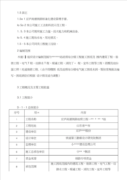 山东高速铁路站房工程多层综合楼施工组织设计