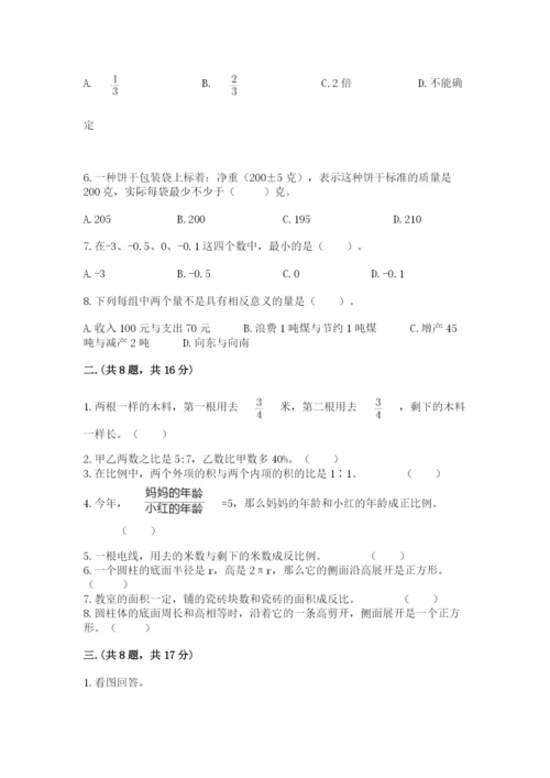 河南省平顶山市六年级下册数学期末考试试卷及参考答案（培优b卷）.docx