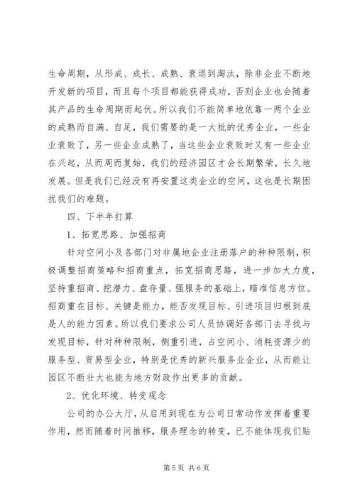 开发区公司上半年工作总结和下半年安排.docx