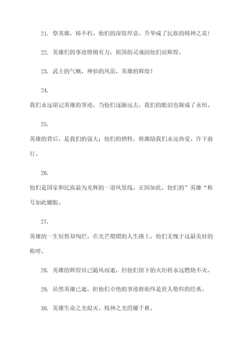怀念英雄好词好句