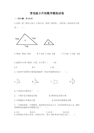 青岛版小升初数学模拟试卷一套.docx