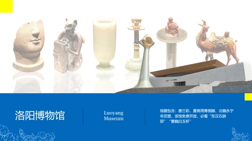 蓝黄色国风新中式洛阳旅游攻略