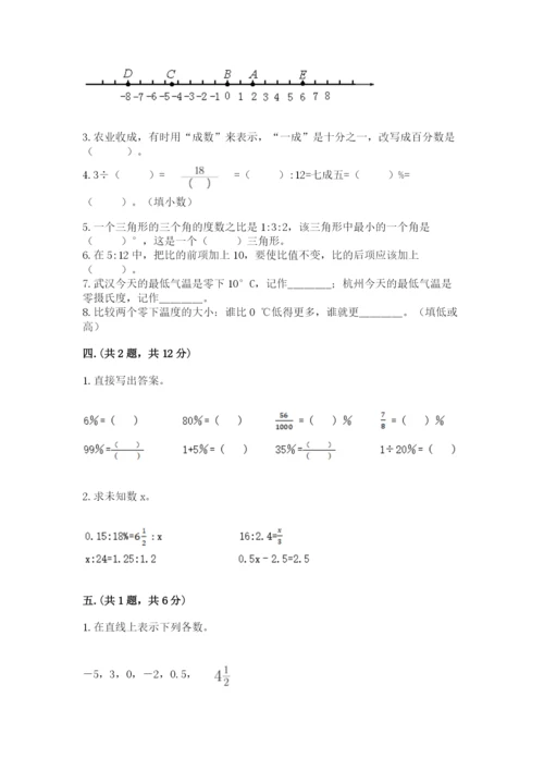 小学六年级数学摸底考试题（考点梳理）.docx