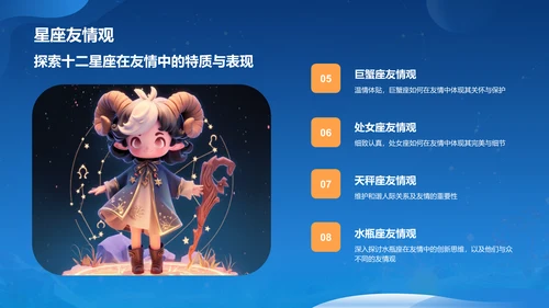 蓝色3D风十二星座基础性格解析PPT模板