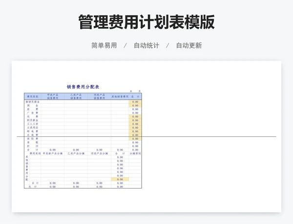 管理费用计划表模版
