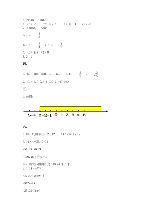 小学六年级下册数学摸底考试题附参考答案【b卷】.docx