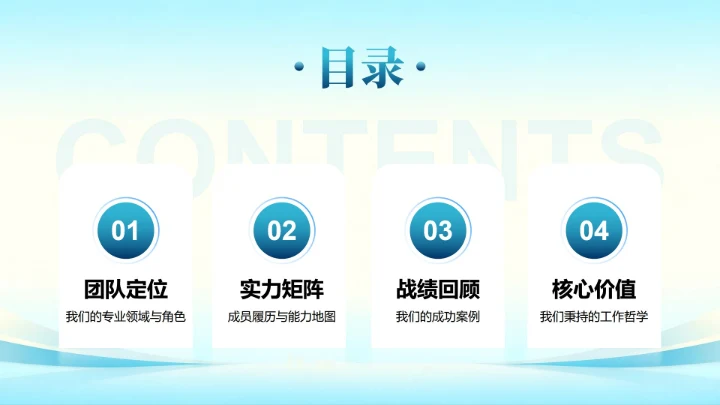 蓝色商务清新简约风团队成员介绍PPT模板