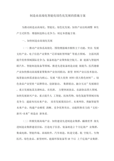 制造业高端化智能化绿色化发展的措施方案.docx