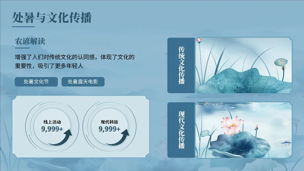 蓝色中国风夏至科普讲座