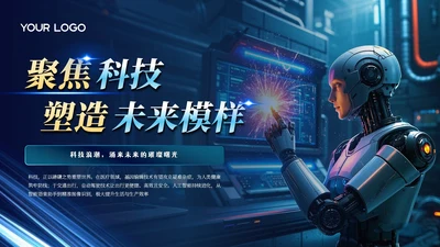 蓝色科技风封面PPT单页