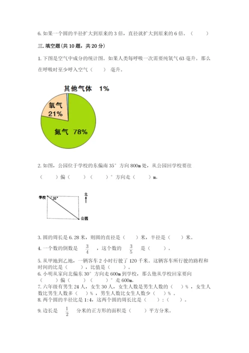 2022人教版六年级上册数学期末测试卷附参考答案（研优卷）.docx