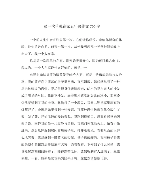 第一次单独在家五年级作文700字