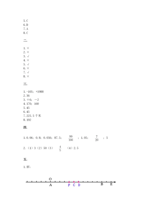 小学六年级数学期末自测题精品【考试直接用】.docx