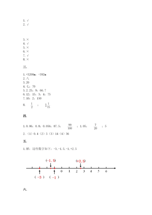 人教版六年级数学小升初试卷附答案（完整版）.docx