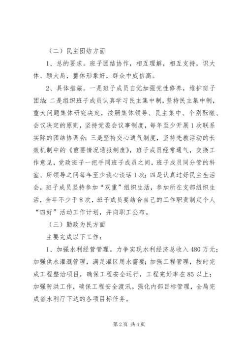 水利局领导班子“四好”活动的安排意见.docx