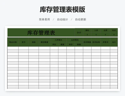 库存管理表模版