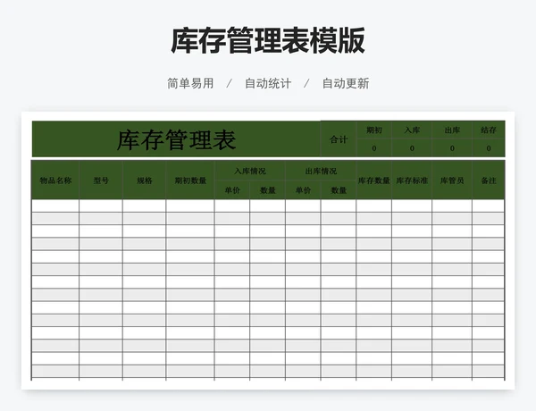 库存管理表模版