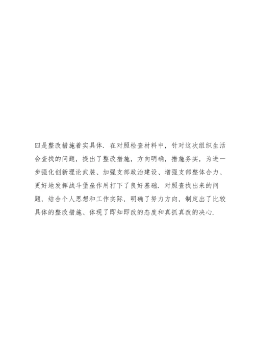 领导组在参加专题民主生活会上的点评发言提纲.docx