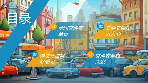 文明交通，你我同行城市交通堵车PPT模板