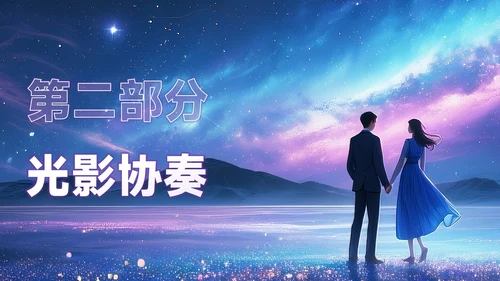 紫色创意风七夕文化月下告白余生多指教PPT模板