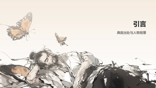 橙色水墨风庄周梦蝶-中华典故赏析PPT模板