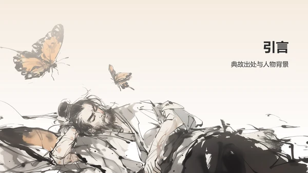 橙色水墨风庄周梦蝶-中华典故赏析PPT模板