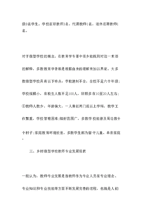 乡村微型学校教师专业发展的现状与思考