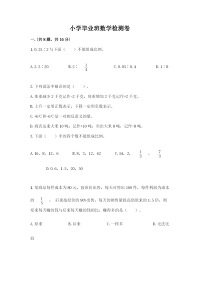 小学毕业班数学检测卷及完整答案【历年真题】.docx