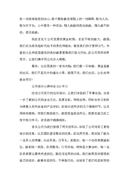 培训心得体会范文500字