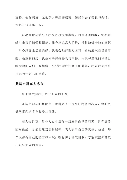 梦境奇遇高人感言