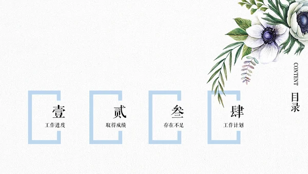 花鸟清新雅致述职报告通用PPT模板