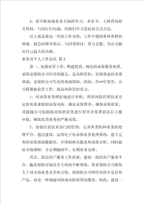 业务员个人工作总结模板三篇