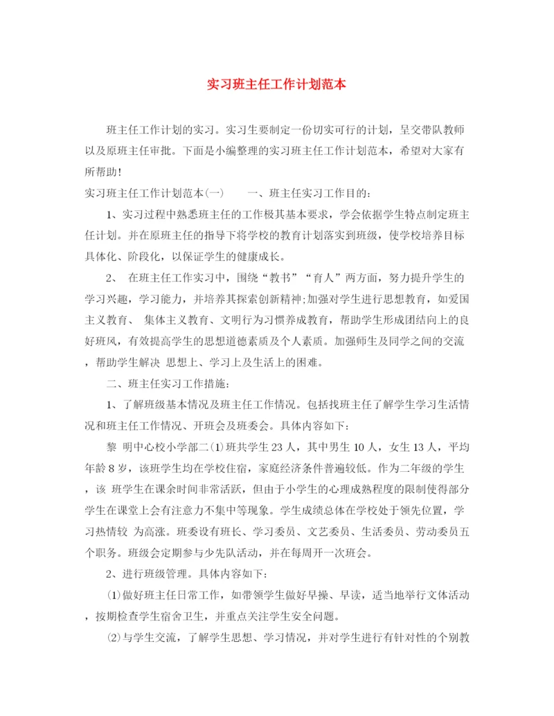 精编之实习班主任工作计划范本.docx