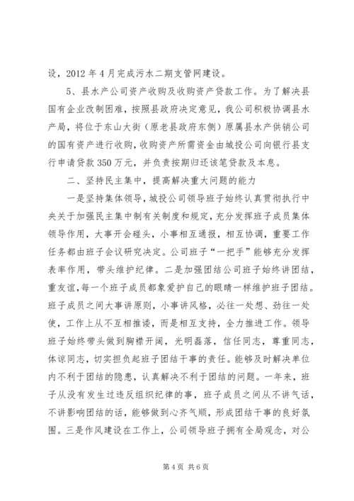 城投公司领导班子报告.docx