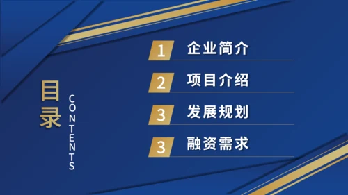 商务风商业计划书蓝金色通用PPT模板