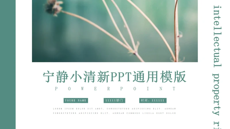 淡绿色宁静小清新通用PPT模板