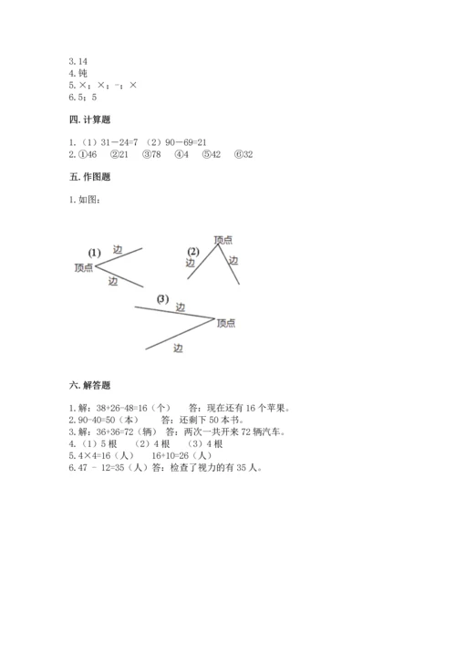 人教版二年级上册数学期末测试卷（预热题）word版.docx