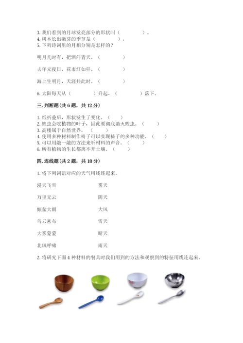 教科版小学二年级上册科学期末测试卷含完整答案（网校专用）.docx