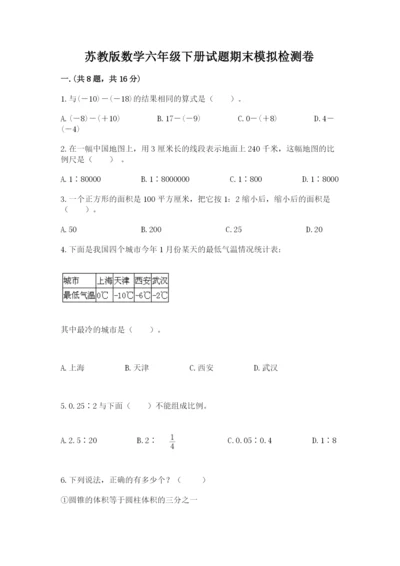 苏教版数学六年级下册试题期末模拟检测卷及参考答案（模拟题）.docx