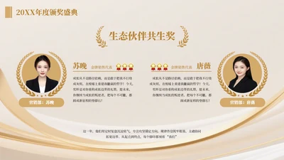黄色商务风两项颁奖排版PPT单页