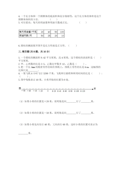 安陆市六年级下册数学期末测试卷及完整答案1套.docx