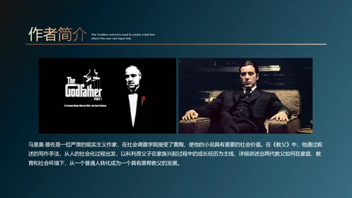 《教父》读书笔记ppt模板