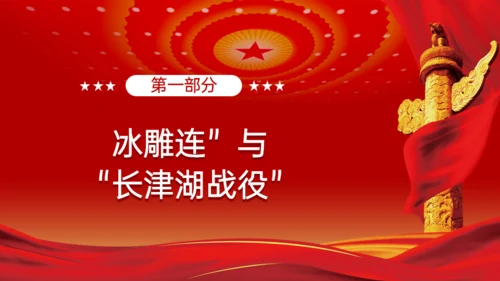 抗美援朝冰雕连的故事，红色党政风通用PPT模板