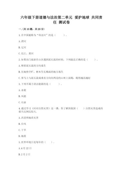 六年级下册道德与法治第二单元 爱护地球 共同责任 测试卷（轻巧夺冠）.docx