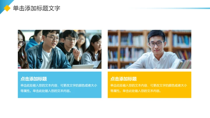 蓝黄色简约风大学生小组项目报告PPT模板