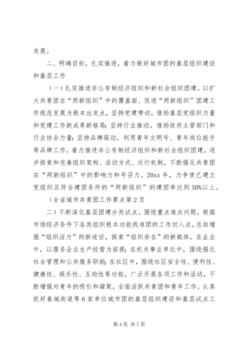 全省城市共青团工作要点.docx