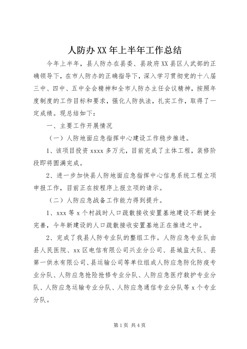 人防办某年上半年工作总结.docx